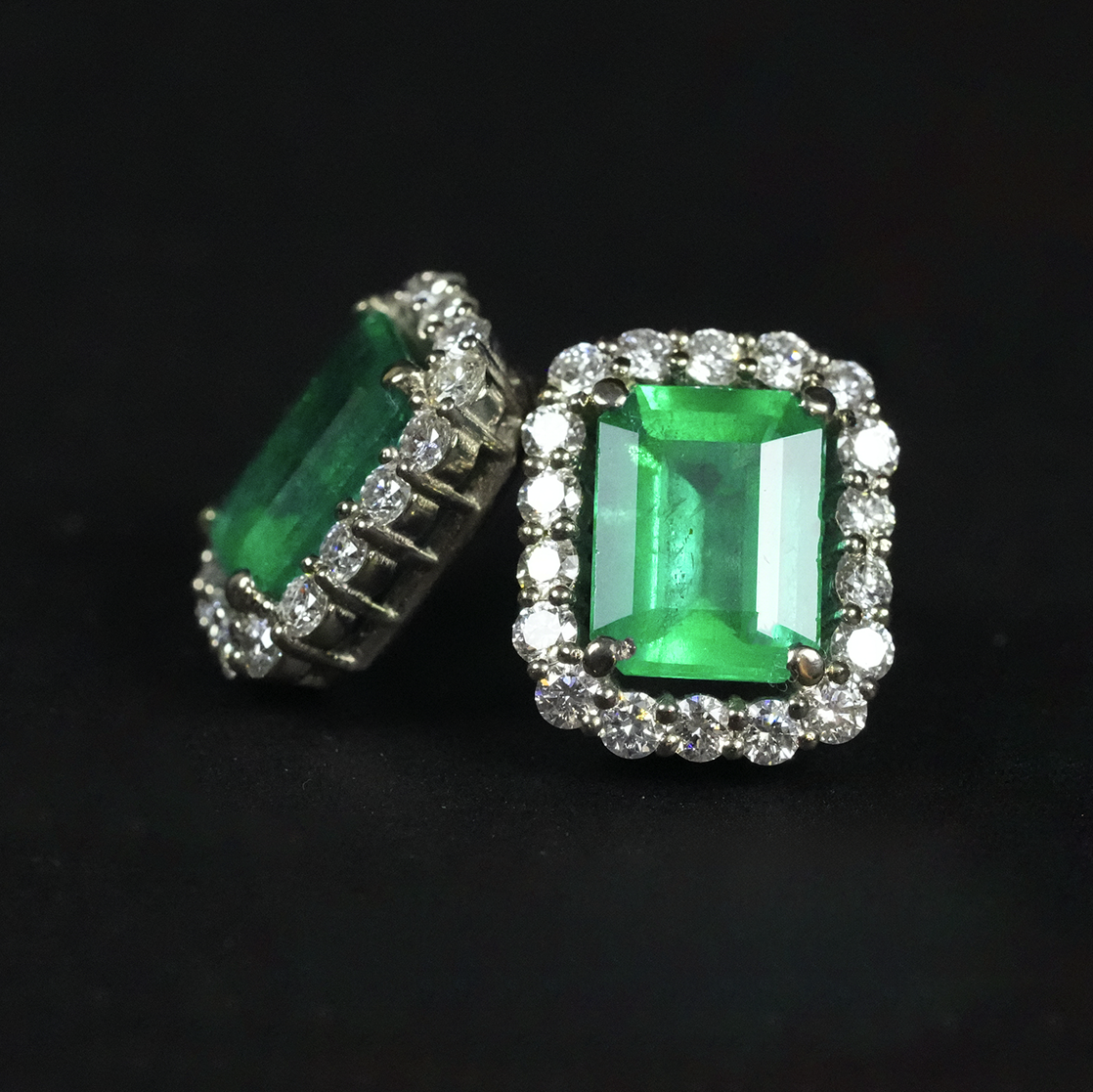 Emerald Earrings Cut Natural Emerald.