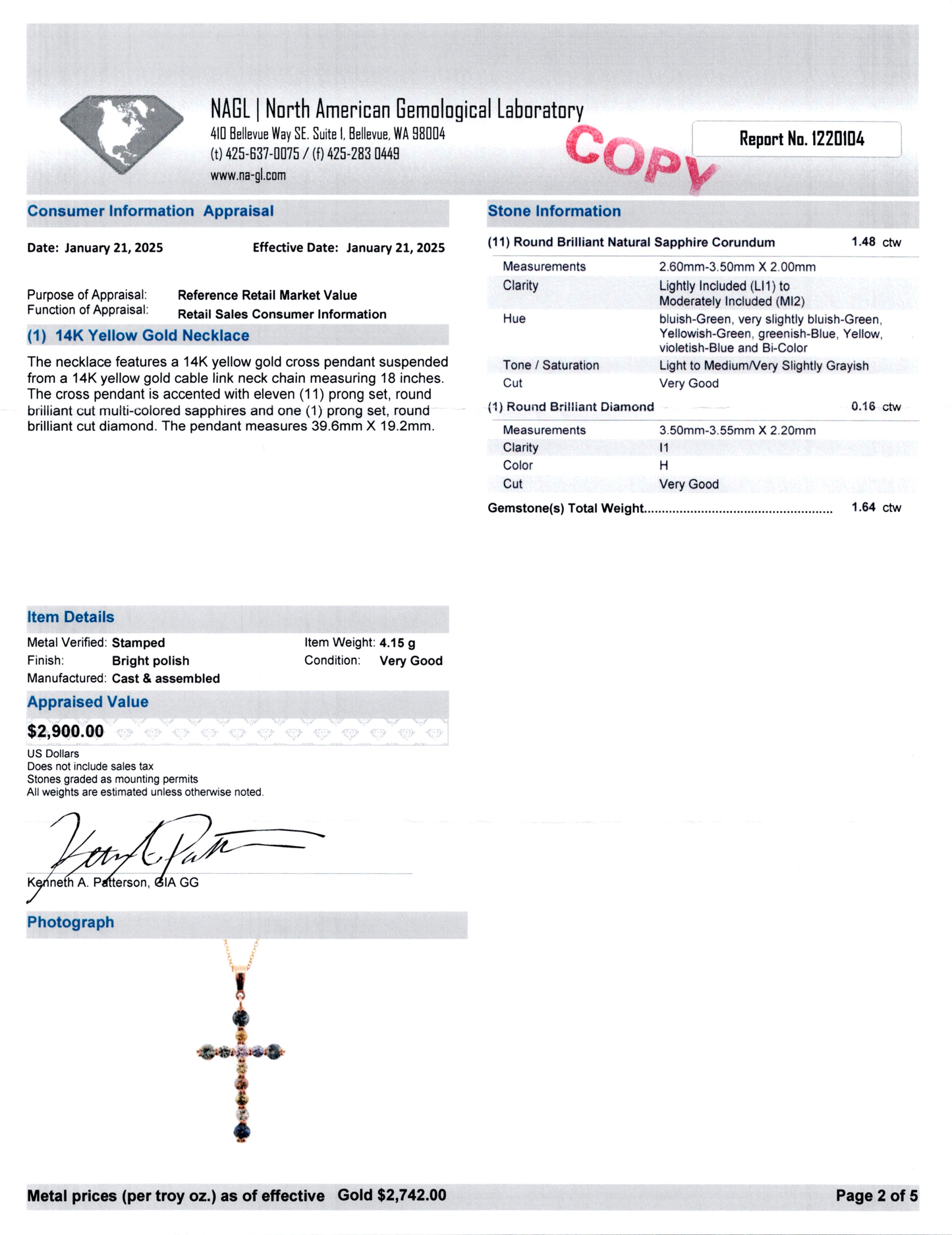 Montana Sapphire Diamond Cross