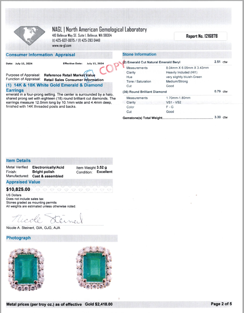 Emerald Earrings Cut Natural Emerald.