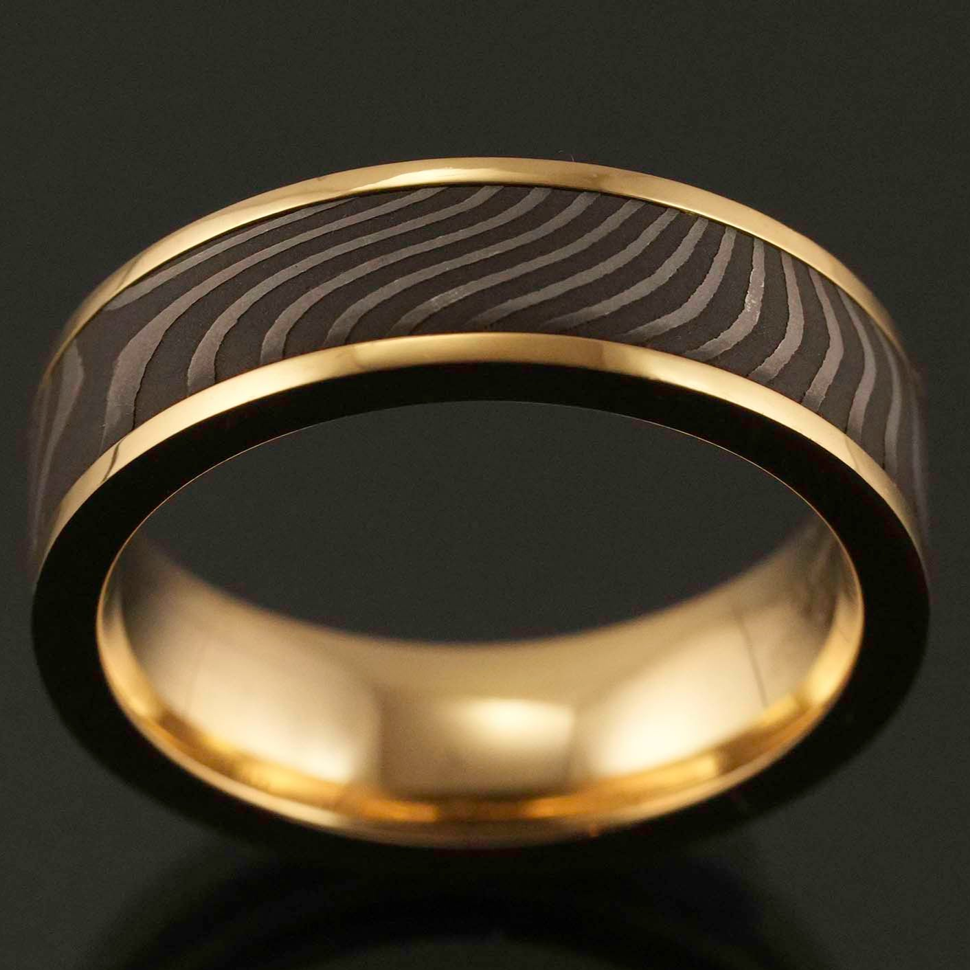 MENS WEDDING BAND BLACK DAMASCUS RING