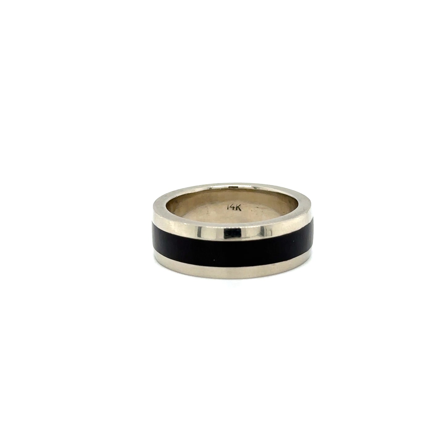 MENS WHITE GOLD WOOD INLAY