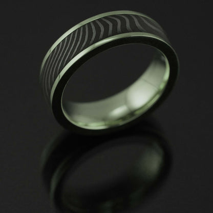 MENS WEDDING BAND BLACK DAMASCUS RING