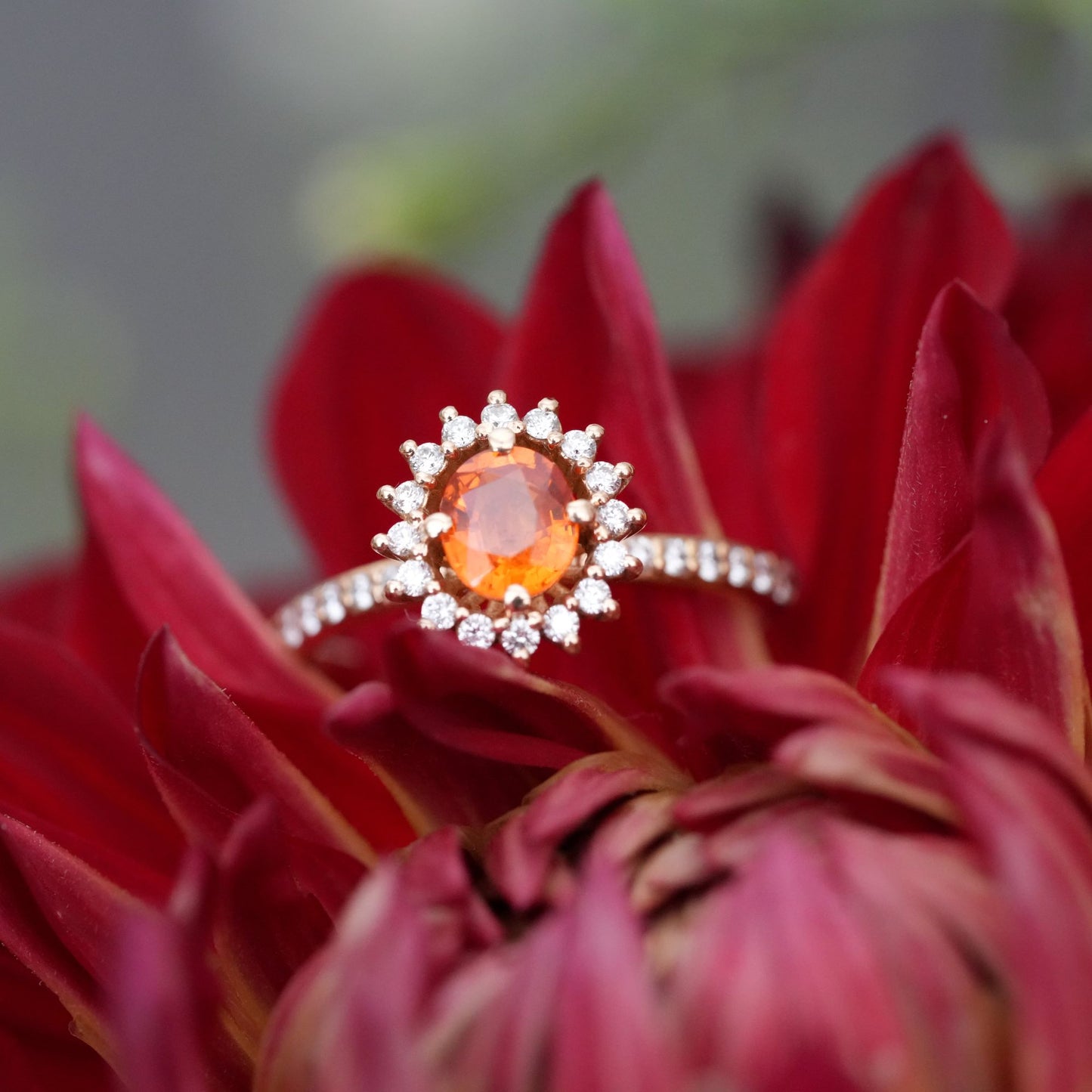 Sapphire Orange Diamond Halo