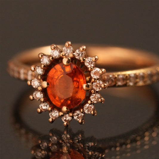 Sapphire Orange Diamond Halo