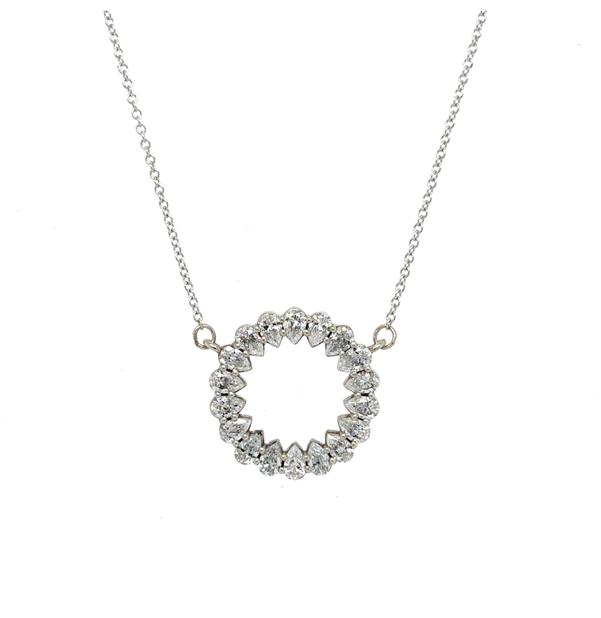 OPEN CIRCLE PEAR DIAMOND PENDANT NECKLACE