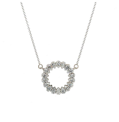 OPEN CIRCLE PEAR DIAMOND PENDANT NECKLACE