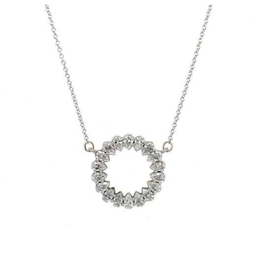 OPEN CIRCLE PEAR DIAMOND PENDANT NECKLACE
