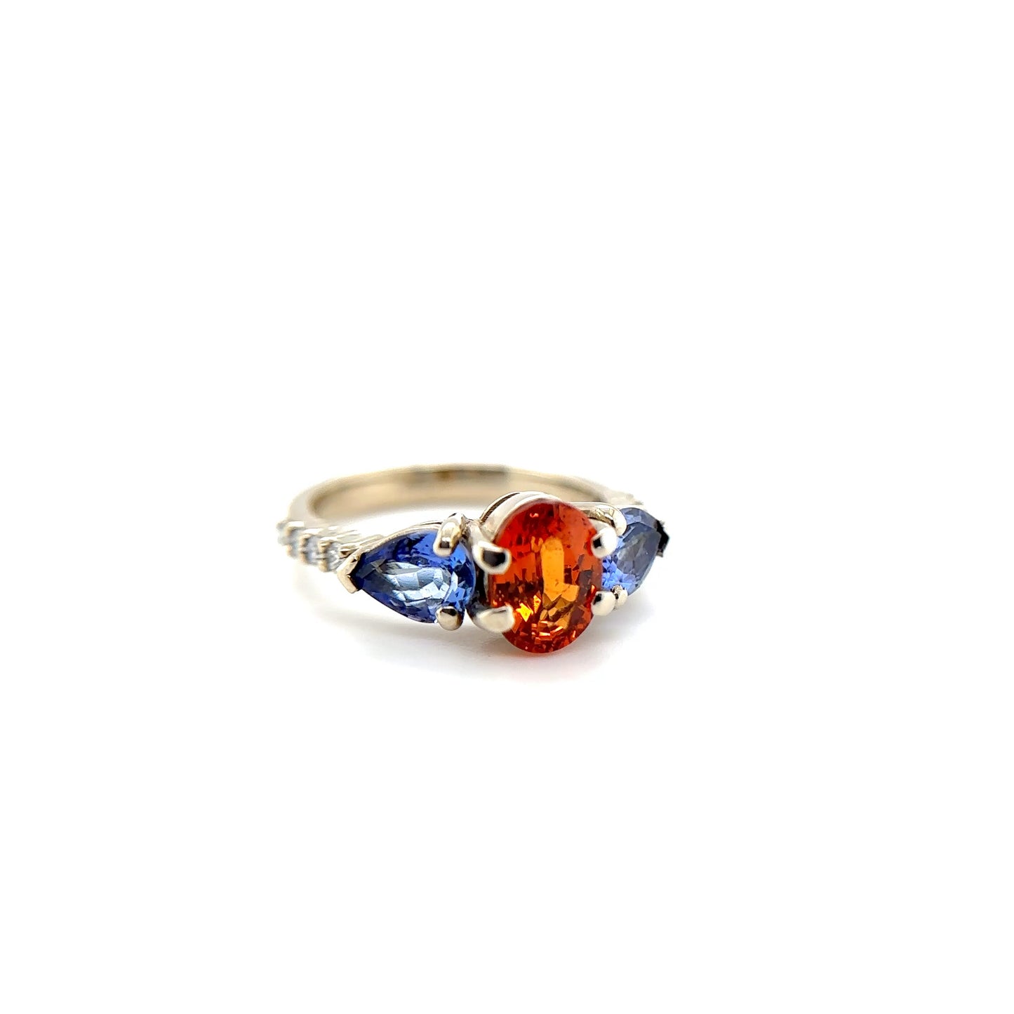 Mandarin Garnet and Tanzanite Ring