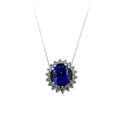 TANZANITE AND DIAMOND PENDANT