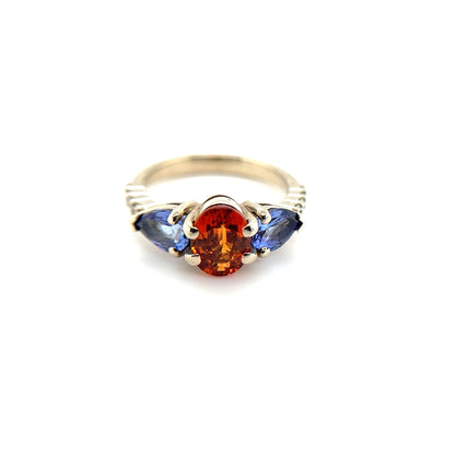 Mandarin Garnet and Tanzanite Ring