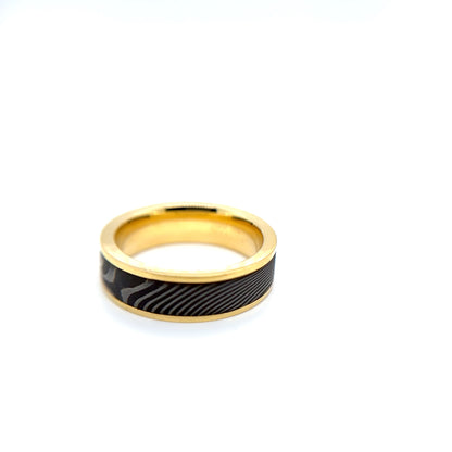 MENS WEDDING BAND BLACK DAMASCUS RING