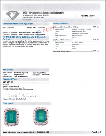 Emerald Earrings Cut Natural Emerald.