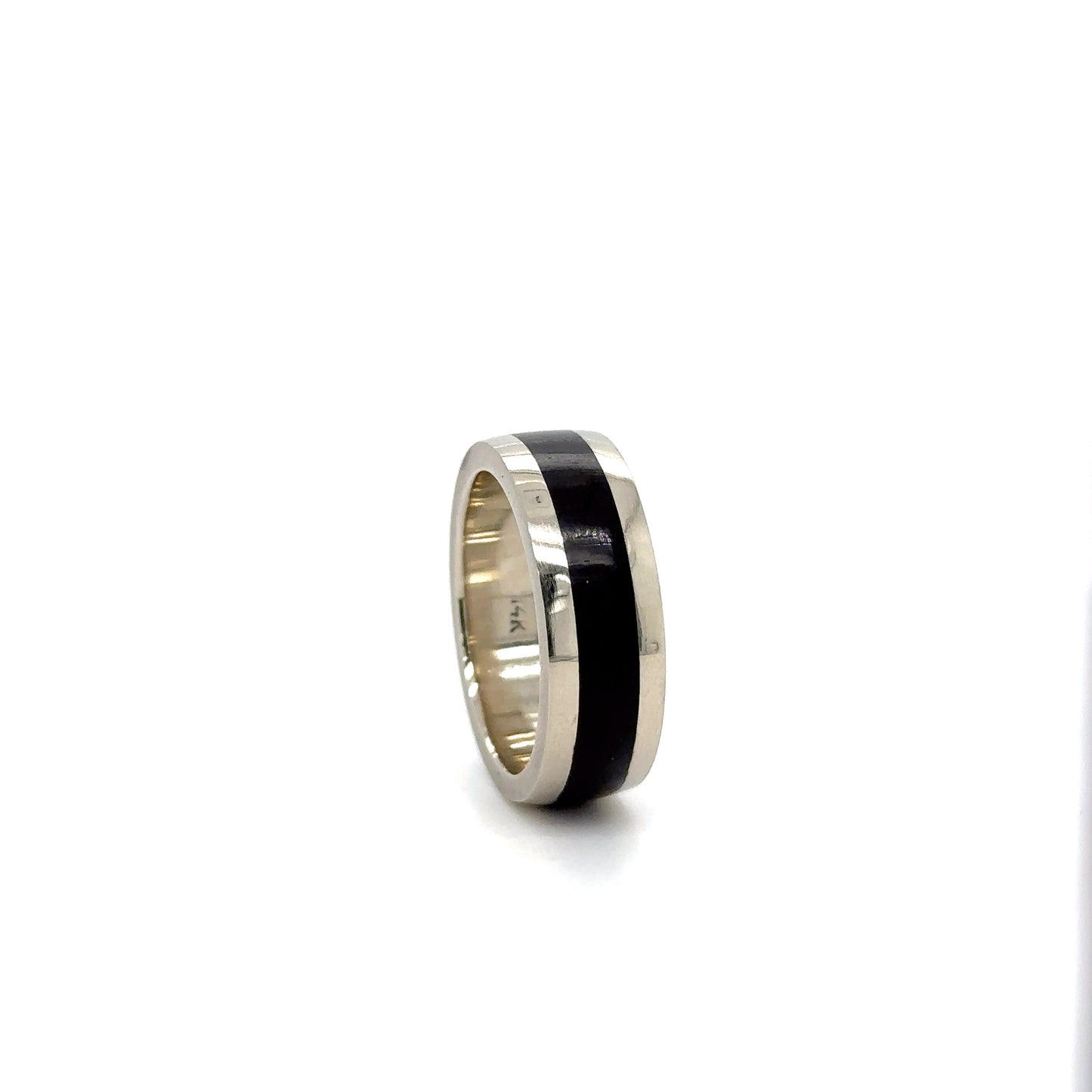 MENS WHITE GOLD WOOD INLAY