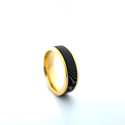 MENS WEDDING BAND BLACK DAMASCUS RING